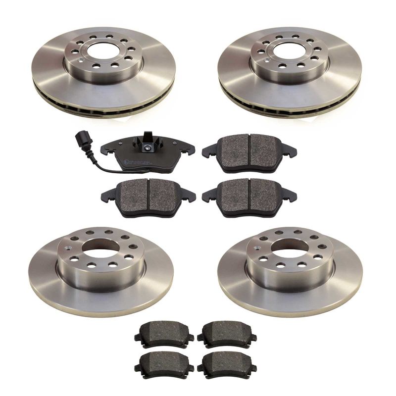ATE Bremsen-Set 2 Bremsscheiben + Bremsbeläge Einbau Vorne Hinten  Bremsscheiben-Set Scheibenbremsen passend für Skoda Octavia 3 5E5