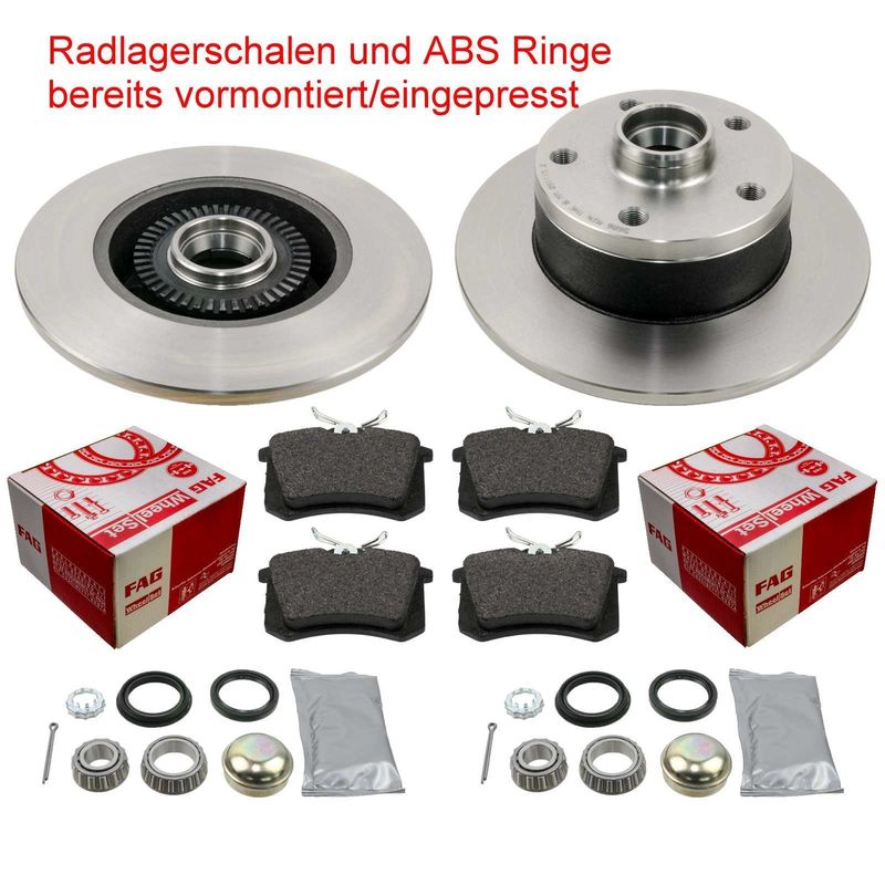Bremsen Set hinten vormontiert Radlager & ABS-Rotoren für AUDI A4 8D, €  149,50